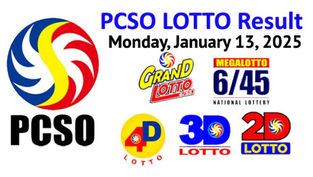 PCSO Lotto Results January 13 2025