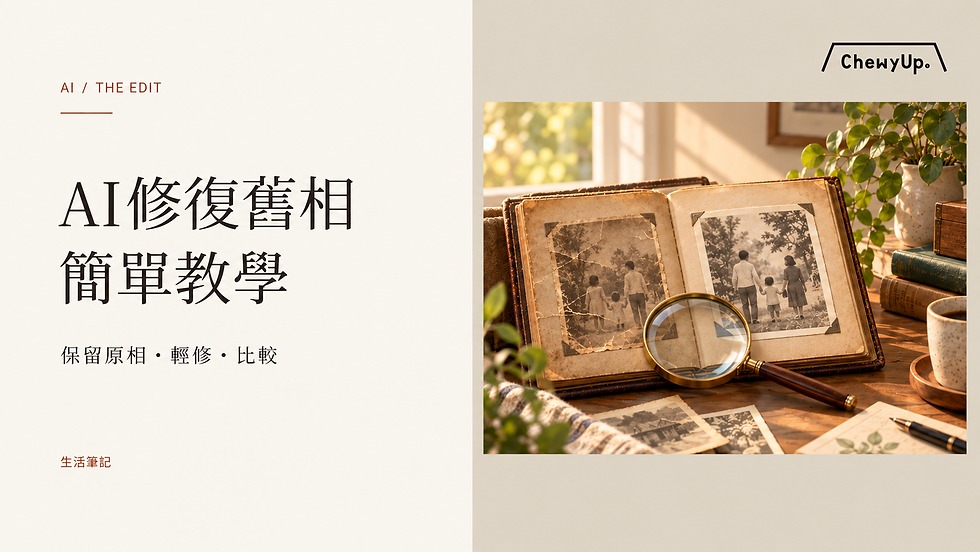 AI修復舊相,簡單教學;保留原相・輕修・比較。