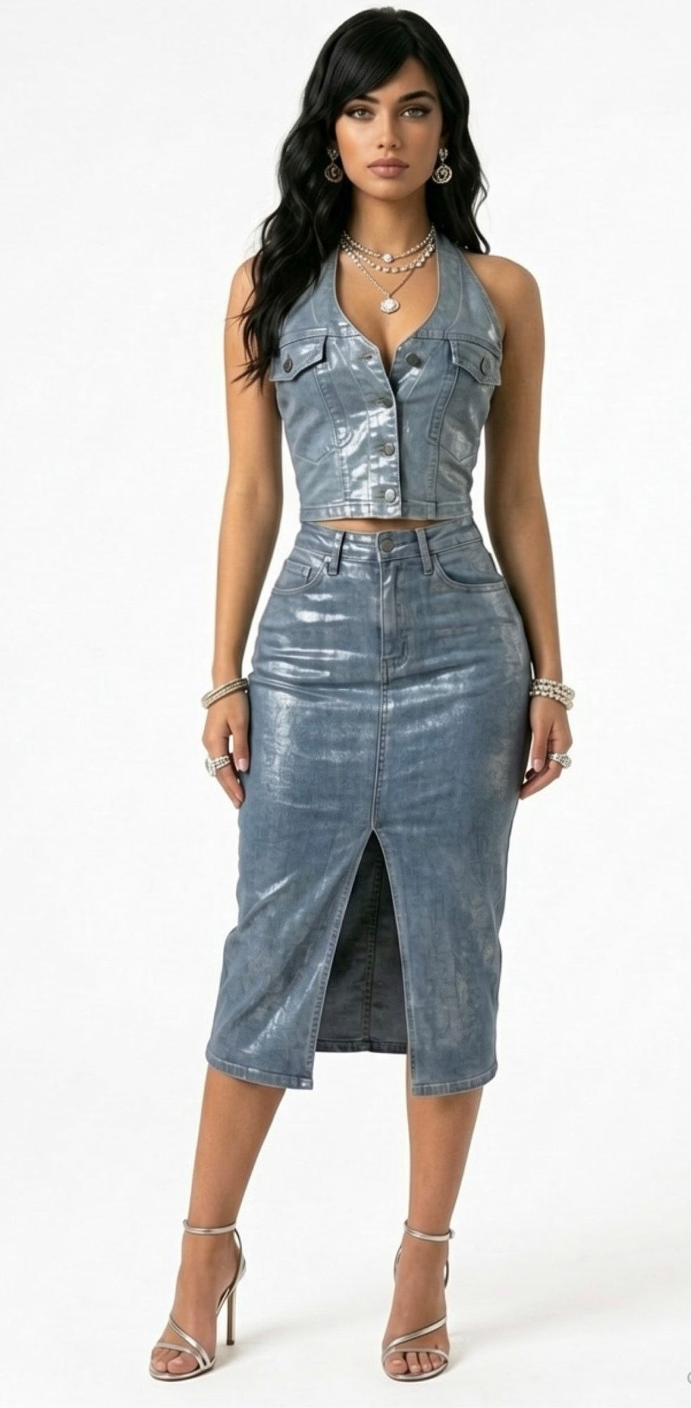 Denim Dusk Skirt Set