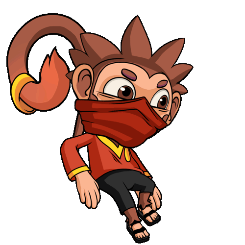 mobile browser game art angbao angpao monkey ninja chinese lunar new year mountains clouds platformer jump slide climb