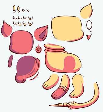 illustration animation gif mutant cat monster creature kitty kitten three ear head turn pink frankenstein cartoon