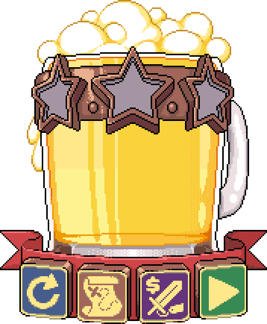 mobile game art for curse of ale pixel retro rpg hero monster level design environment ui elements menu banner