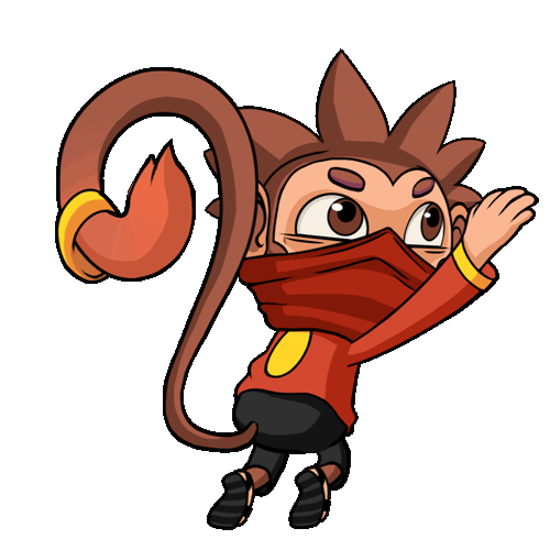 mobile browser game art angbao angpao monkey ninja chinese lunar new year mountains clouds platformer jump slide climb