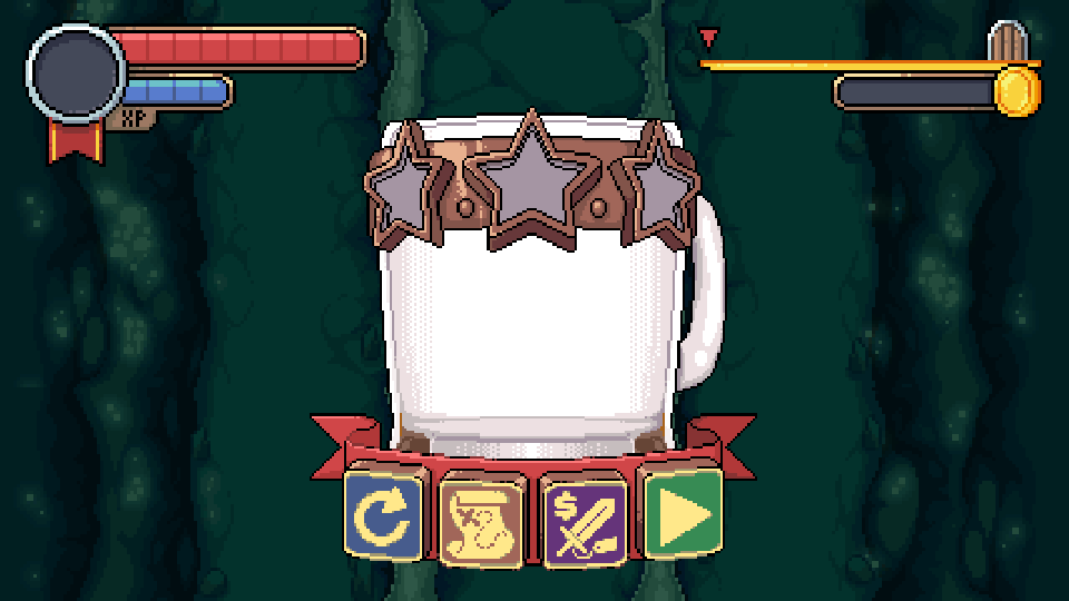 mobile game art for curse of ale pixel retro rpg hero monster level design environment ui elements menu banner