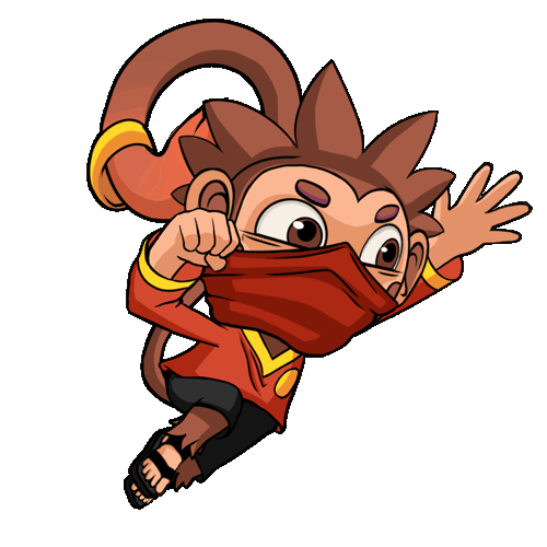 mobile browser game art angbao angpao monkey ninja chinese lunar new year mountains clouds platformer jump slide climb