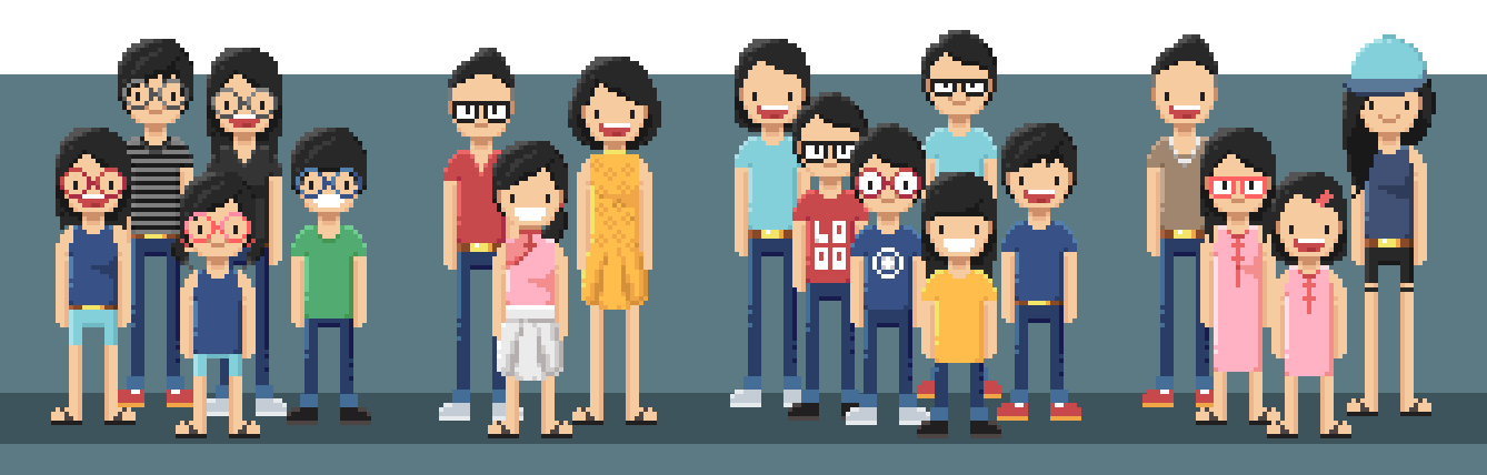 illustration animation pixel art padang sg50 singapore sg marina bay sands esplanade stadium celebration flag