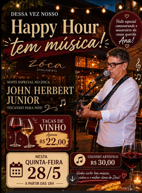 Happy Hour com Música ao Vivo no Zoca promete noite especial no Real Parque