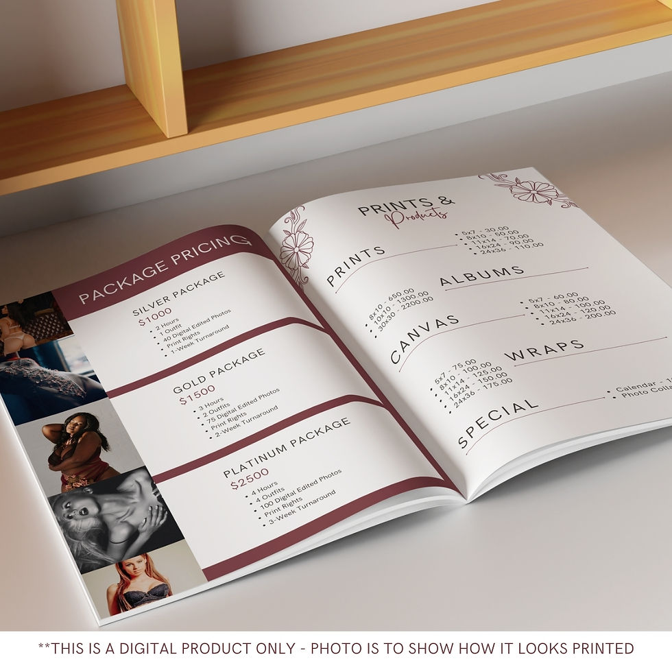 Thumbnail: Boudoir Photographer Client Welcome Pricing Style Guide Template for Canva