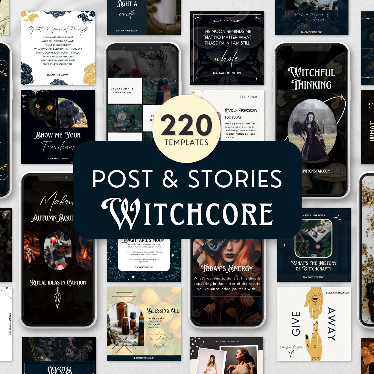 Witchy Instagram templates for Canva