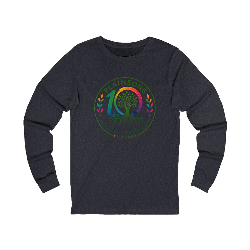 Thumbnail: Plainsong Music Services Long Sleeve Tee — Rainbow Tree Logo