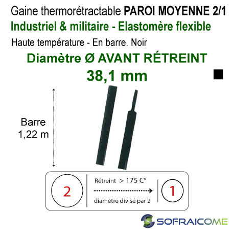 Gaines thermo PAROI MOYENNE - 2/1 - Ø Av rétreint 38,1 mm - Haute temp