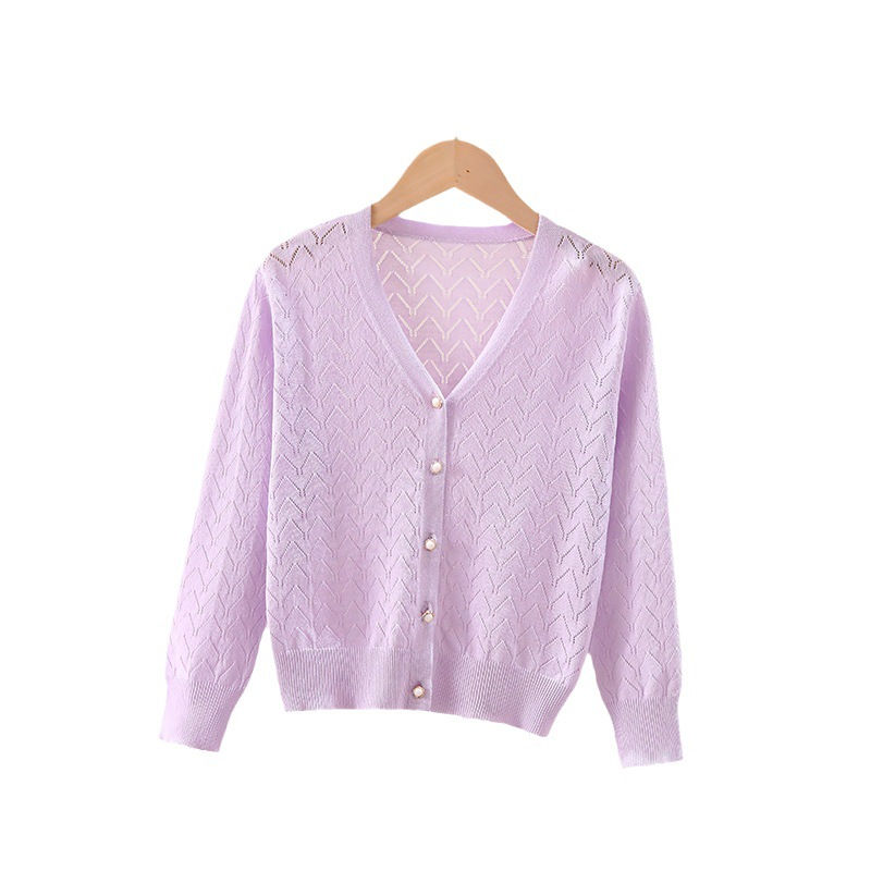 Miniatura: Children's Thin Knitted Cardigan UV Jacket for Ages 5+