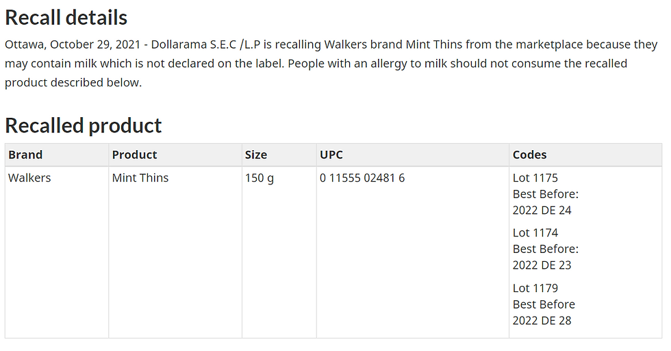 CFIA Food Recall Warning: Walkers brand Mint Thins-20211029c