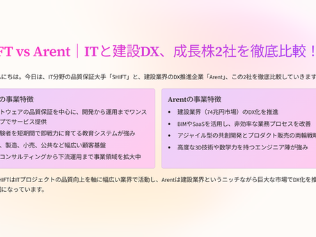 SHIFT vs Arent|ITと建設DX、成長株2社を徹底比較!