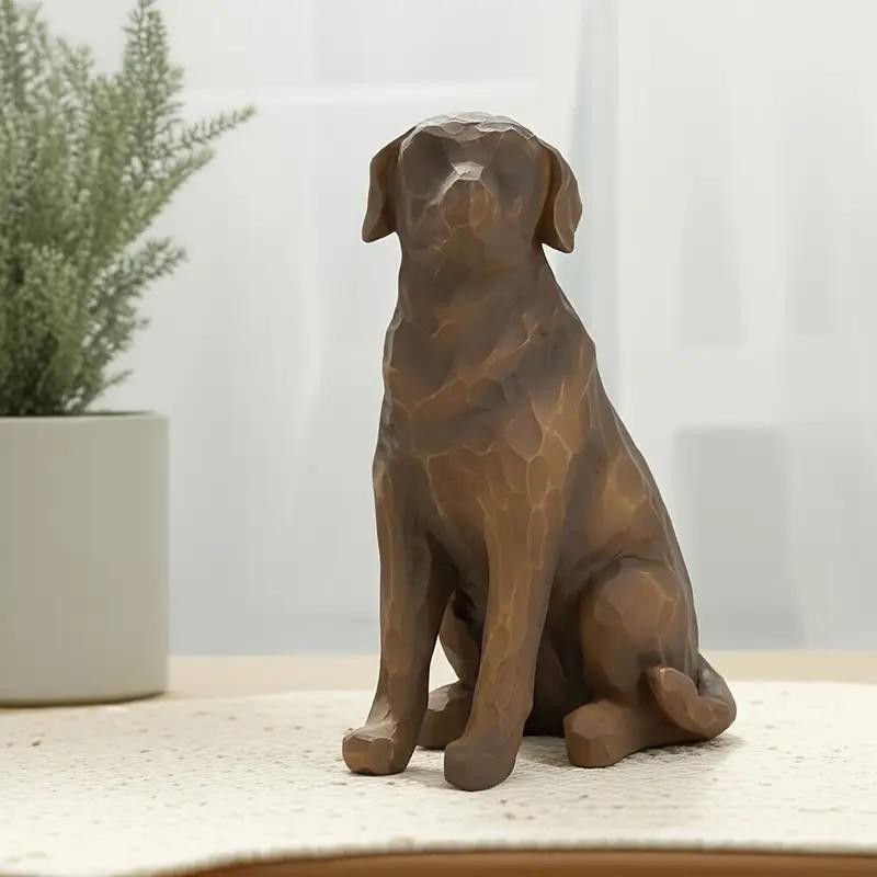 Puppy Ornament Realistic Wooden Look Resin Perfect Indoor/Outdoor Use