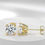 Thumbnail: 1 Ct Moissanite Stud Earrings Gold Plated on 925 Silver  6.5mm Wide