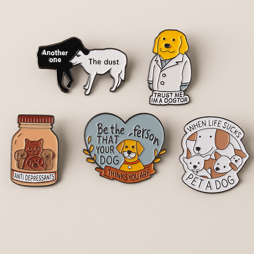 Funny Dog Enamel Pin Badge - Choice of 5 Dog Lover Designs