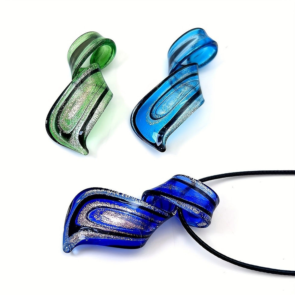 Thumbnail: Red Handmade Murano-Style Twisted Red Glass Victory Ribbon pendant- gift boxed