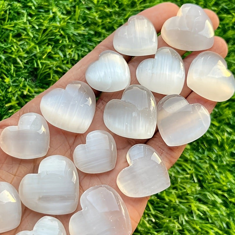 Thumbnail: Selenite Heart (3-4cm) - hand carved and polished palm stone, love keepsake