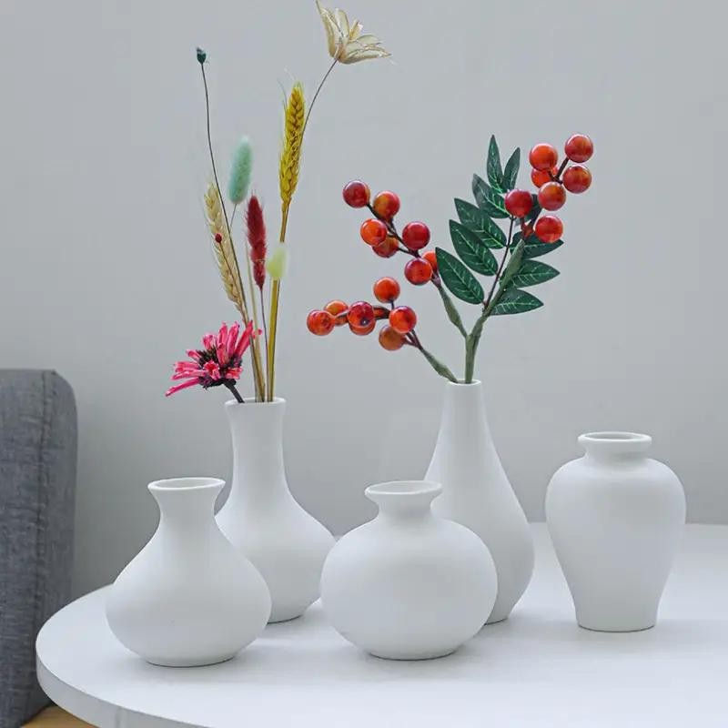 Thumbnail: 5-Piece Ceramic Bohemian Vase Set (White), Modern Minimalist Artistic-Shaped