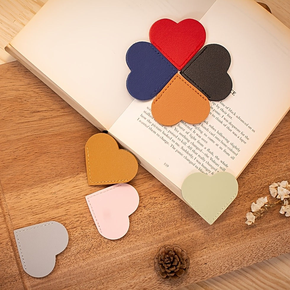 Thumbnail: Pink Heart shaped PU Leather Bookmark - Minimalist Premium Elegant Page Clip