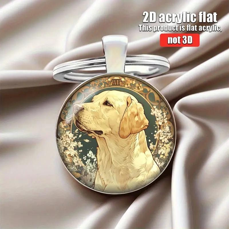 Thumbnail: Vintage Look Labrador Keychain - Round Glass Pendant, Durable Metal Ring
