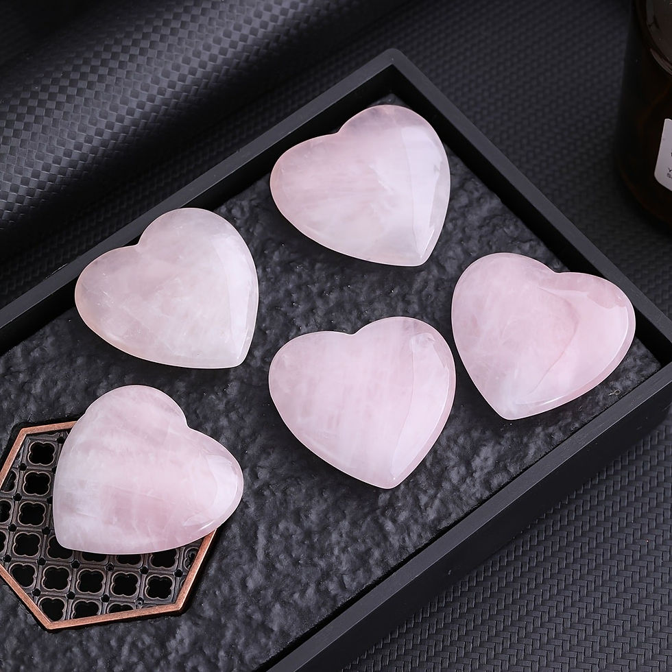 Thumbnail: 4.5 cm Natural Polished Rose Quartz Heart-Shaped Thumb Stone Hand-Carved
