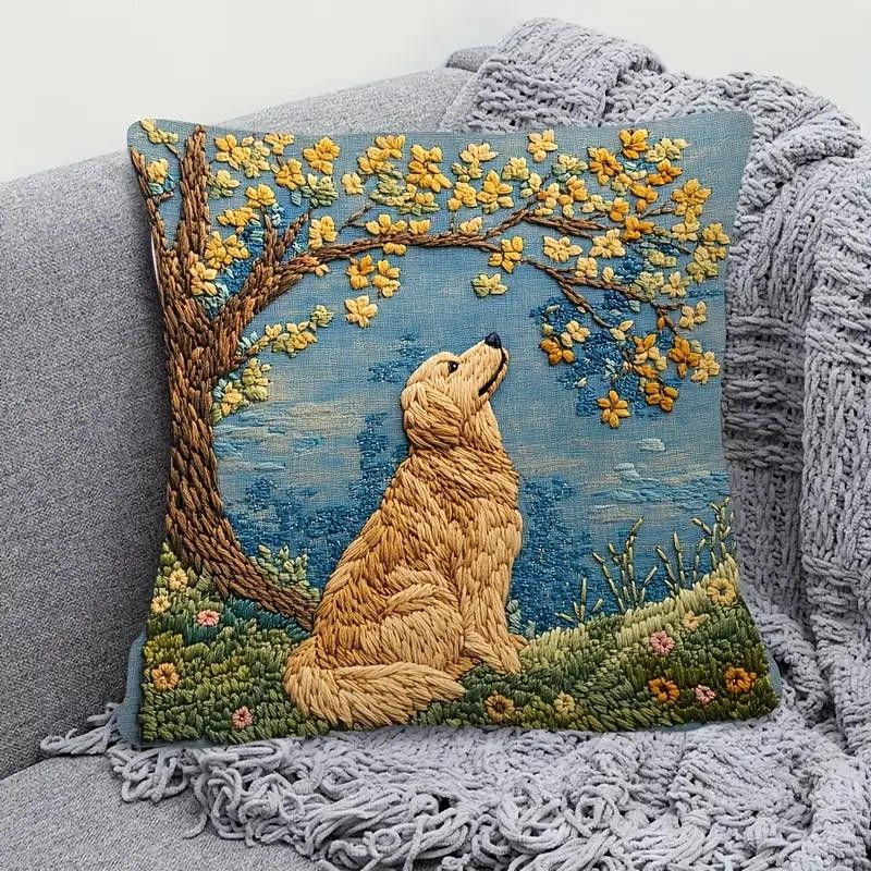 Thumbnail: Golden Retriever Cushion Cover, 45.72x45.72 cm, Machine Washable, Zipper Closure