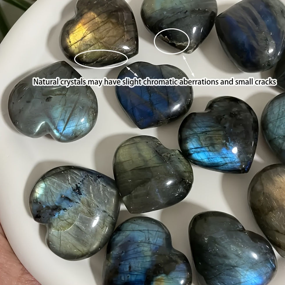 Thumbnail: 3-4cm Natural Labradorite Blue Moonstone Heart Crystal- Iridescent Play-of-Color
