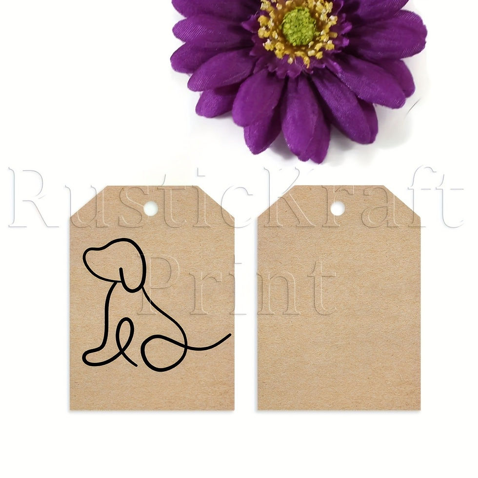 Thumbnail: 10 Kraft Gift Tags & String - Abstract Dog Silhouette Design, Perfect Pet Lovers