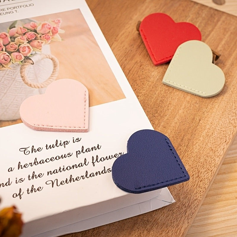 Thumbnail: Red Heart shaped PU Leather Bookmark - Minimalist Premium Elegant Page Clip