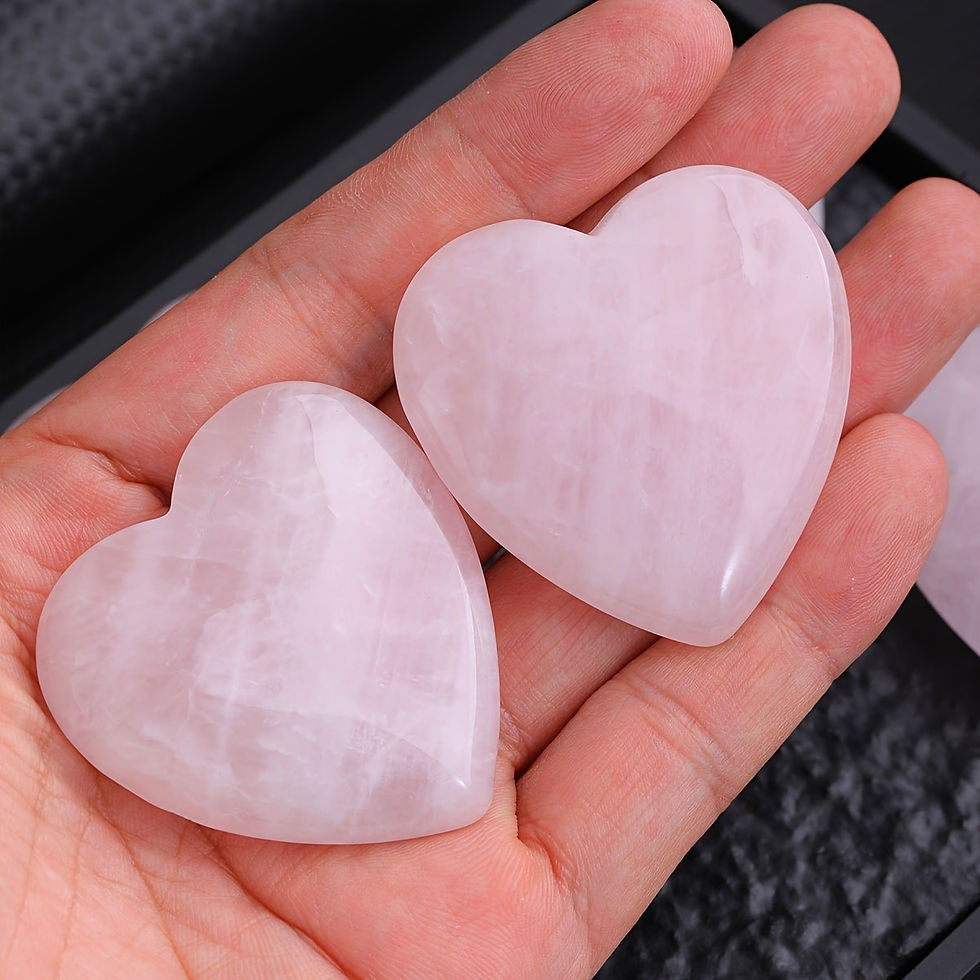 Thumbnail: 4.5 cm Natural Polished Rose Quartz Heart-Shaped Thumb Stone Hand-Carved