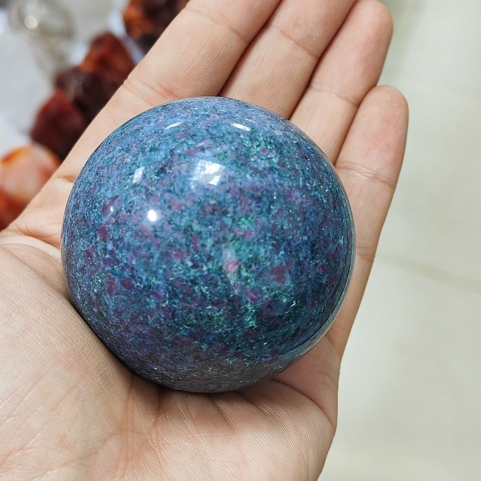 Thumbnail: Kyanite Sphere - UV Reactive Marbled Blue & Pink, 5.08cm-8.0cm Polished Specimen