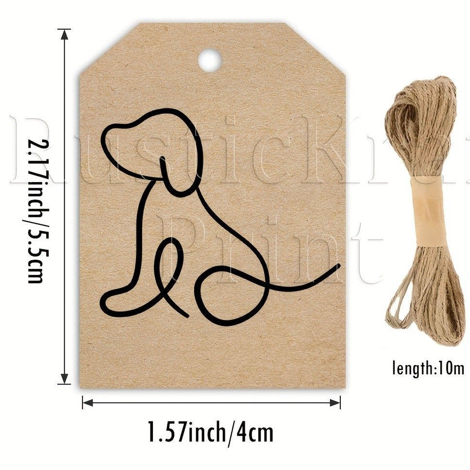 Thumbnail: 10 Kraft Gift Tags & String - Abstract Dog Silhouette Design, Perfect Pet Lovers