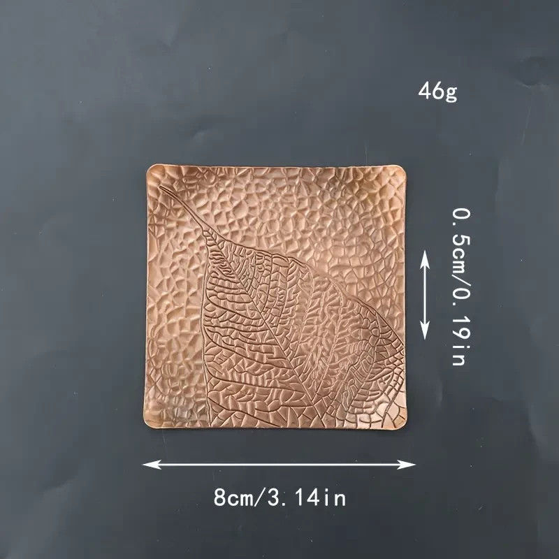 Thumbnail: 4 pcs Vintage Japanese Style Square Hammered Metal Coaster, Copper Alloy Square