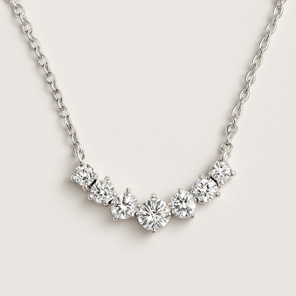 925 Sterling Silver 2.8ct Moissanite Seven Stone Necklace Gift Boxed - InspiredByTwyla