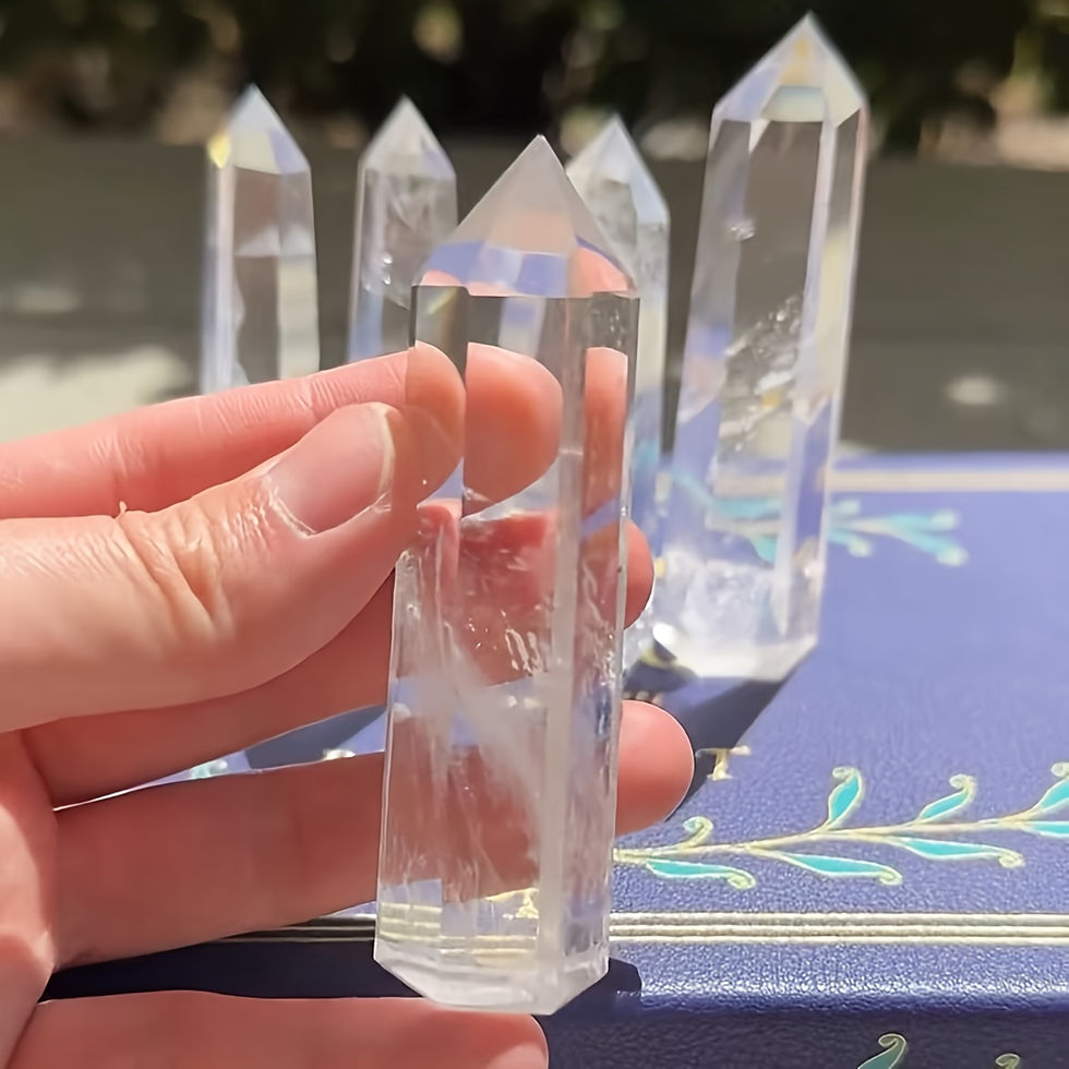 Thumbnail: Quartz Tower 22.5cm tall - clear with oxide and mica present - slight chip