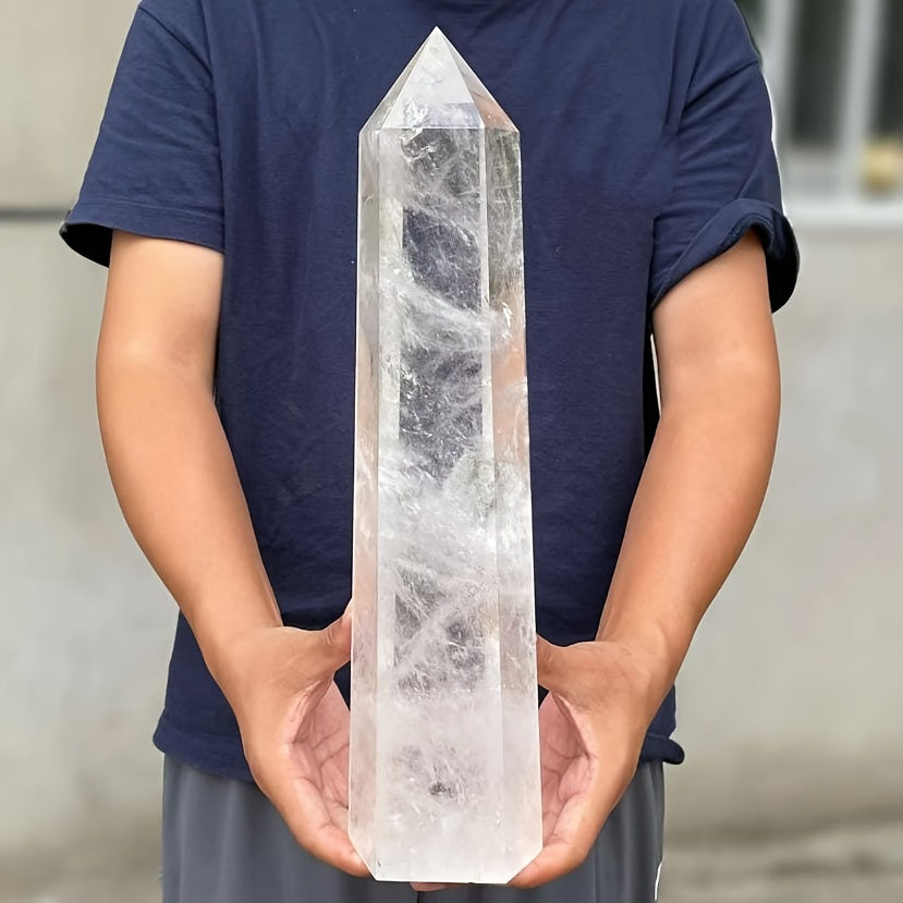 Thumbnail: Quartz Tower 22.5cm tall - clear with oxide and mica present - slight chip