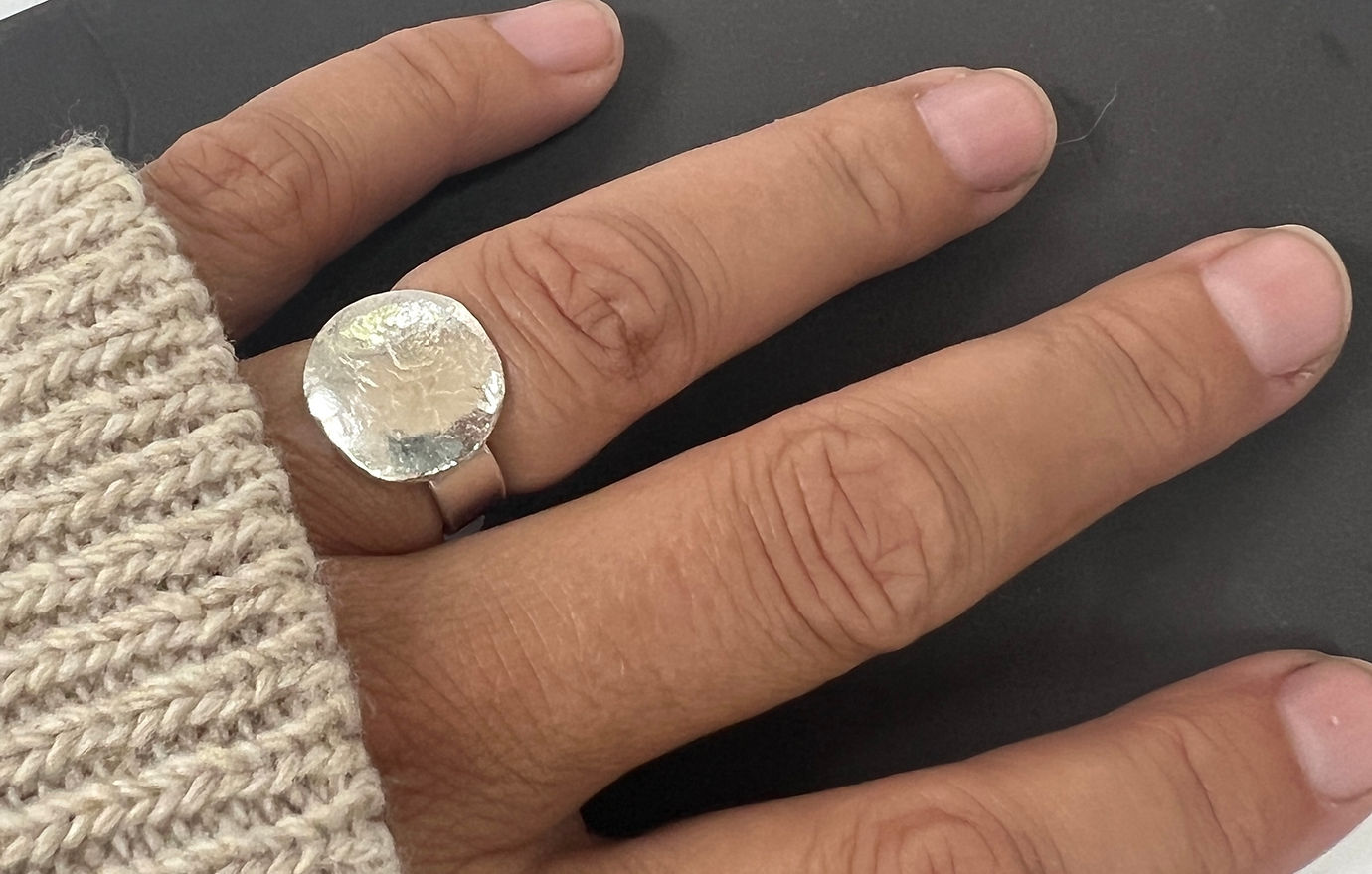 Reticulated Silver Pebble Ring