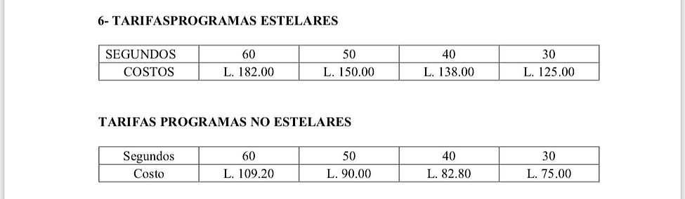 Precio de Publicidad