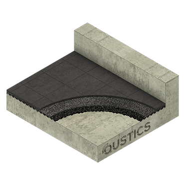 Roll-Out Floating Floor System with pre-spaced vibration isolators