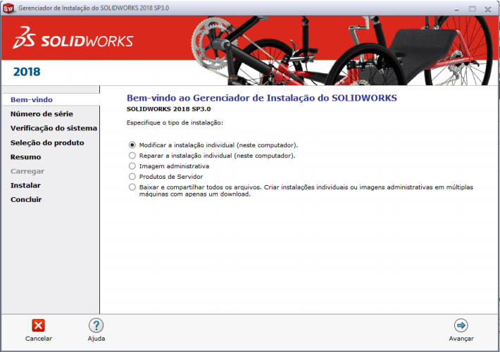 Gerenciador de Instalação do SOLIDWORKS