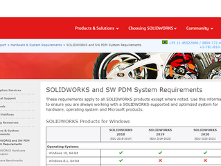 Quais configurações preciso no meu computador para rodar SOLIDWORKS?