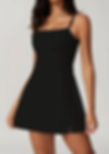 Black sports dress with built-in shorts and open-back design – Gymvibe’s sleek, functional activewear for gym-to-street versa