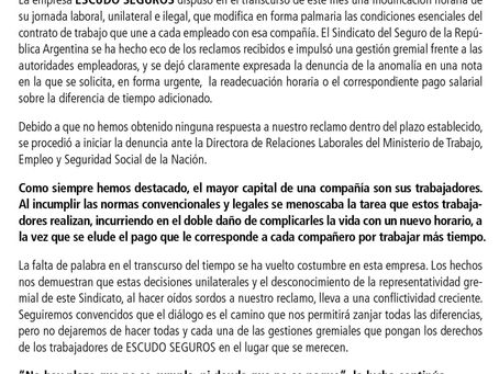 SINDICATO: Solicitada 24/08/2017