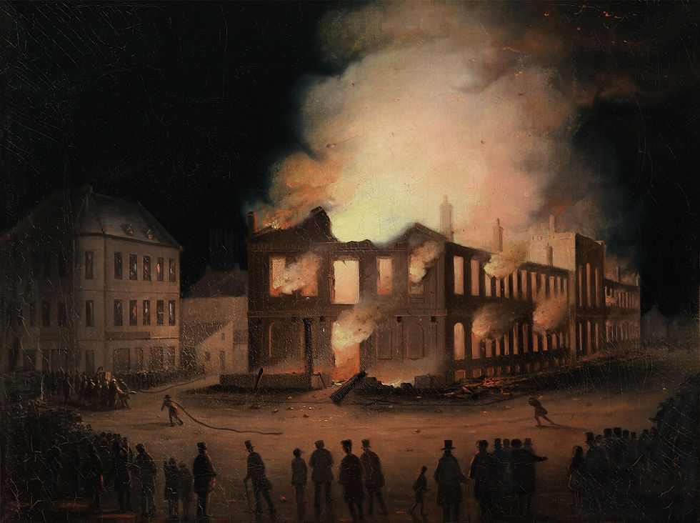 The Burning of the Parliament Building in Montreal, 1849, McCord Stewart Museum, M11588.
