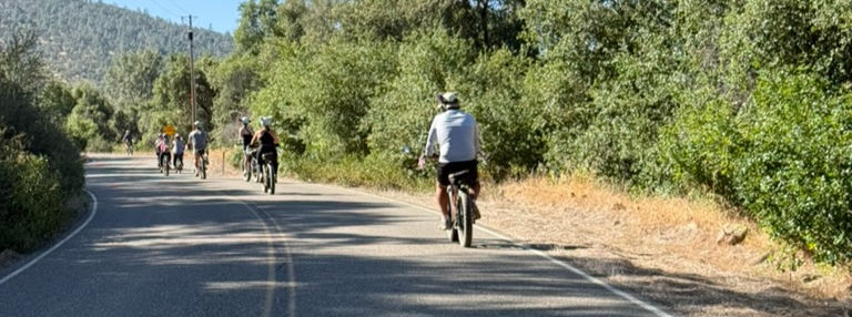 15 e-bike riders on a tour near Yosemite, California