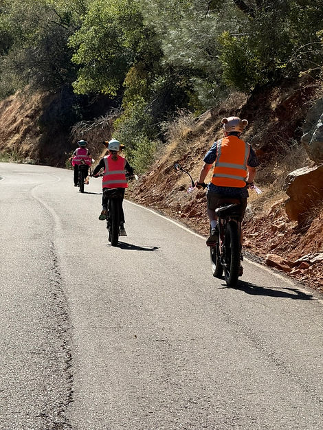 3 electric bike tour clients in the sierra foothills