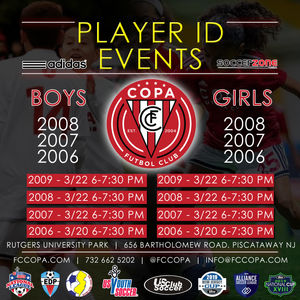 FC COPA ACADEMY ANNOUNCES PLAYER ID EVENTS FOR MARCH 2019