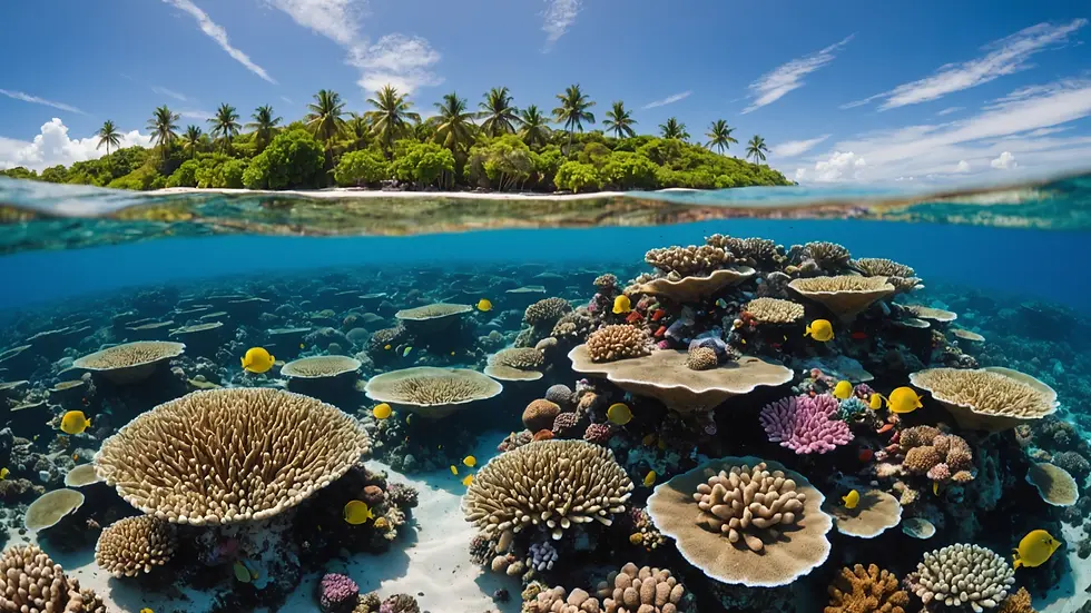 Wide angle view of colorful coral reefs at Playa Jaco